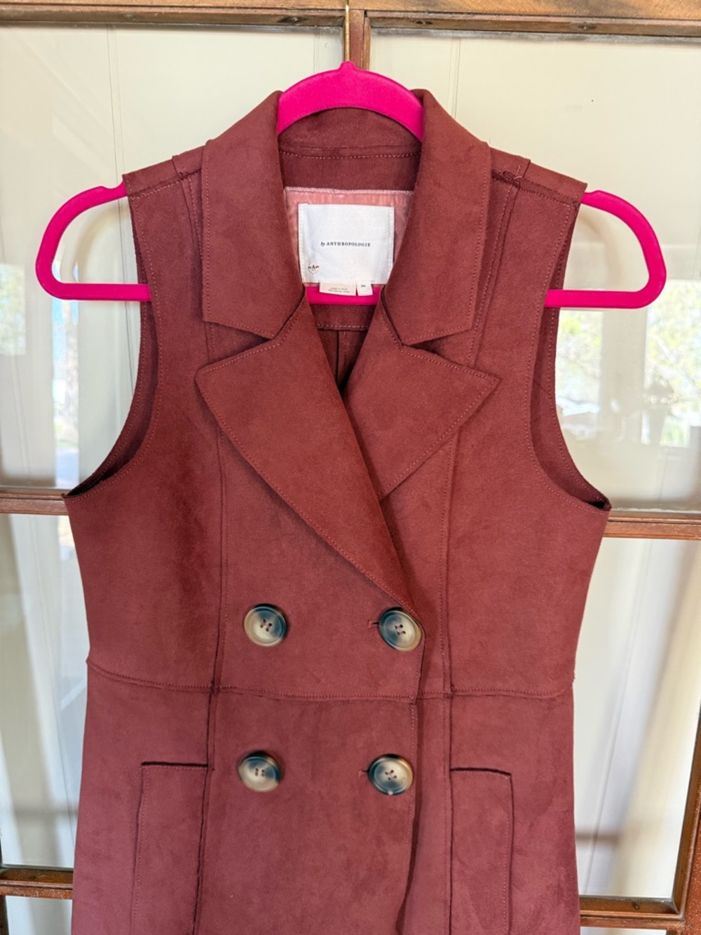 Anthropologie NWOT Tandy Longline Utility Vest Sleeveless Faux Suede Jacket - XS - Picture 7 of 9